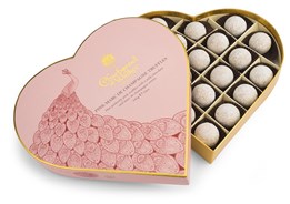 Pink Marc de Champagne truffles heart gift box 340g