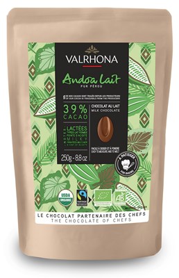 Valrhona, Andoa Lait, 39% milk chocolate chips 250g