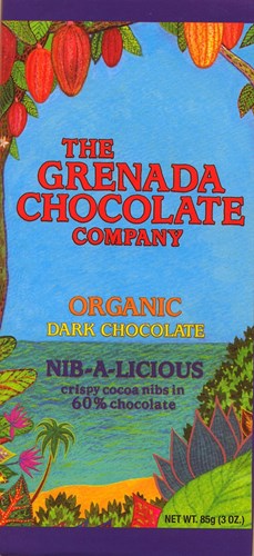 The Grenada Chocolate Company Nib-A-Licious 60% Cocoa Dark Chocolate Bar