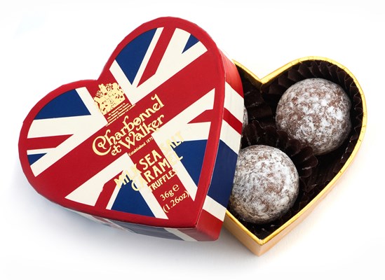 Union Jack heart chocolate truffle gift box