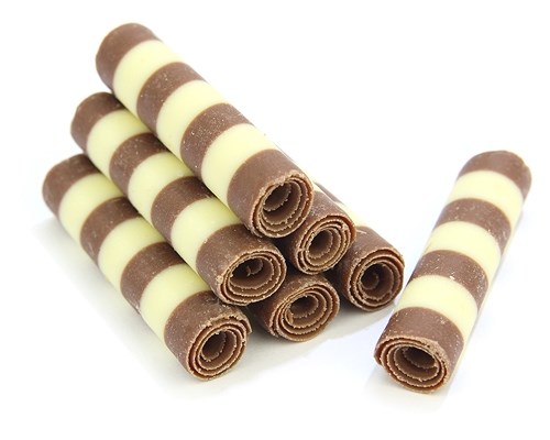 Striped mini chocolate cigarellos