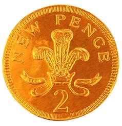 Two pence chocolate coin