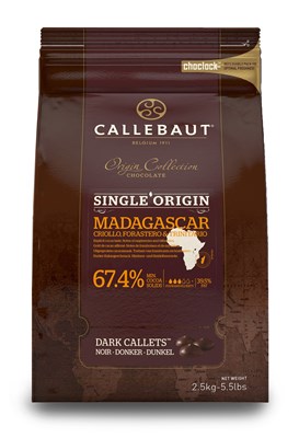 Callebaut, single origin Madagascar 67.4% dark chocolate chips (callets)