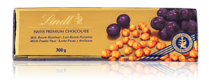 Lindt Gold Bar, Hazelnut and raisin chocolate