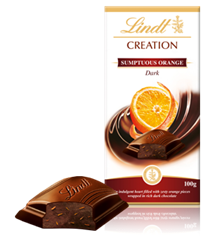 Lindt Creation, dark chocolate with orange bar