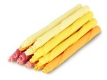 Multi-coloured chocolate cigarellos