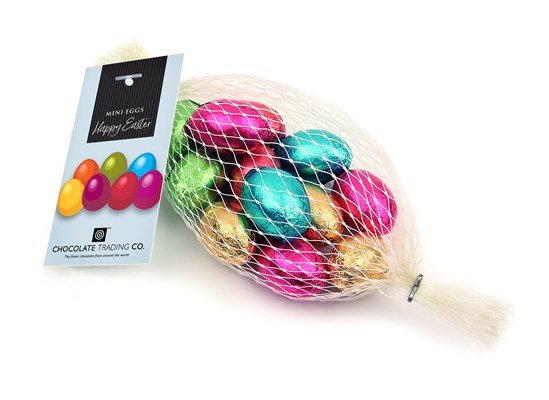 Net of Mini Easter Eggs with Happy Easter Gift Tag