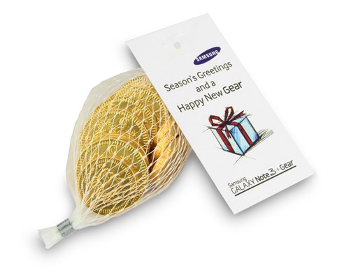 Personalised net of gold chocolate coins