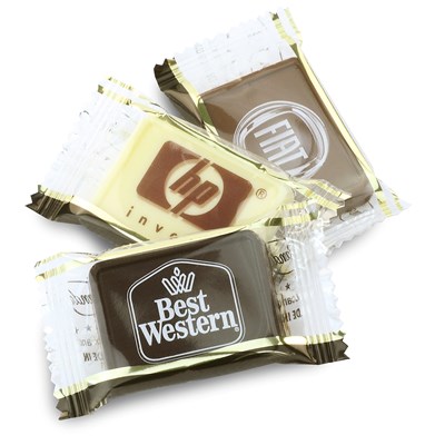 Printed chocolate tablet (clear flow wrap)