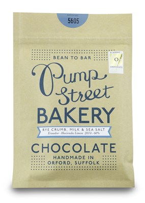 Pump Street Bakery, Rye Crumb & Sea Salt, milk chocolate bar