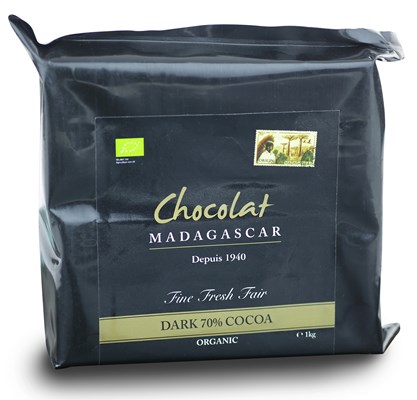 Chocolate Madagascar, 70% Organic dark chocolate couverture 1kg