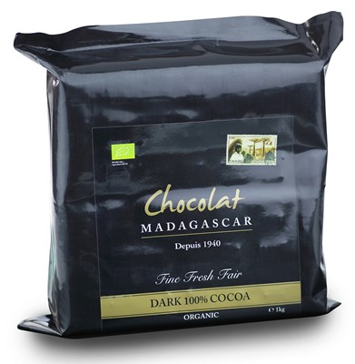 Chocolate Madagascar, 100% Organic dark chocolate couverture 1kg