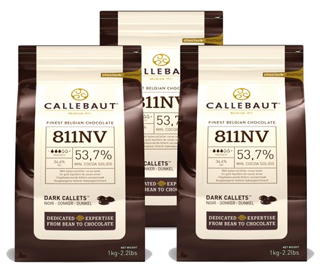 Callebaut, 54% Dark chocolate chips (3 x 1kg Bundle)