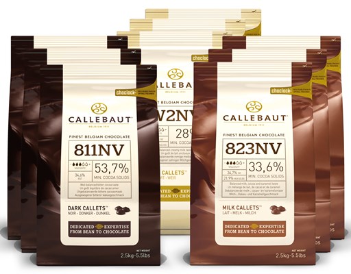 Callebaut, Milk, 54% Dark & White chocolate chips (9 x 2.5kg Bundle)