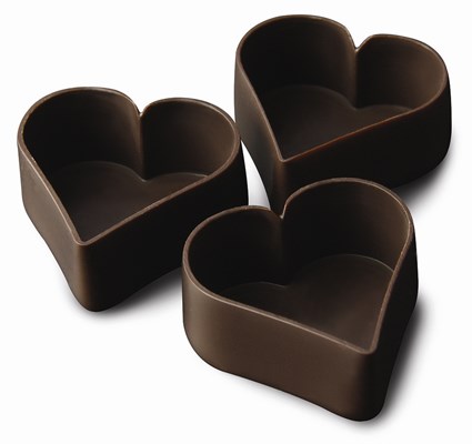 Dark chocolate Heart shaped Petits Fours / dessert cups