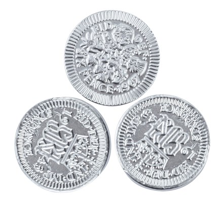 Silver sixpence chocolate coins