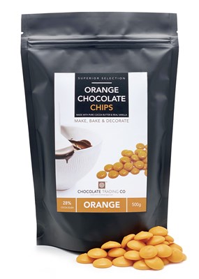 Orange chocolate chips in resealable bag