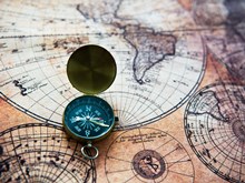 Old World Map and Compass