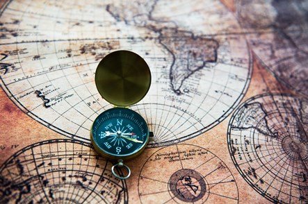 Old World Map and Compass