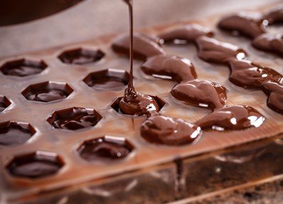 Chocolate being poured into mould