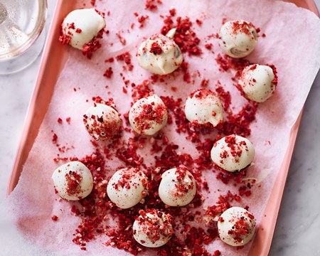 Recipe - White Chocolate Truffles with Cherry, Coconut & Hazelnut.