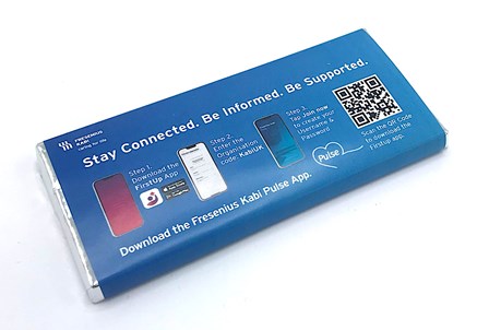 Personalised chocolate bar with App download instructions