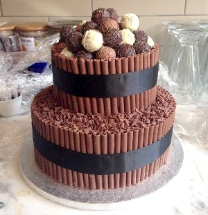 cigarellos and truffles chocolate cake