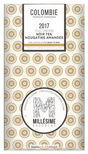 Millesime, Colombie 2017, 75% Nougatine Amandes dark chocolate bar