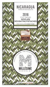 Millesime, Nicaragua 2016, 65% Nougatine Pistaches dark chocolate bar