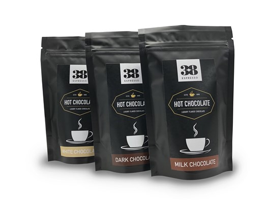 Hot Chocolate drinking Flakes - personalised branded packaging