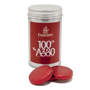 Click to view product details and reviews for Branded Circular Tin Of Chocolate Discs.