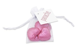 Click to view product details and reviews for Branded Organza Gift Bag Of Chocolate Hearts.