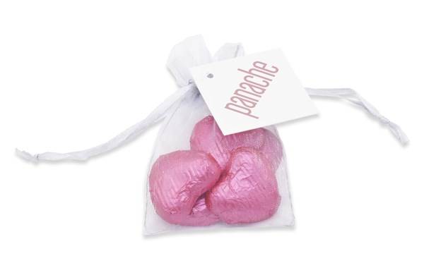 Personalised Organza Gift Bag of Chocolate Hearts