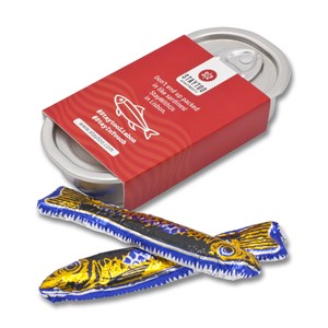 Click to view product details and reviews for Branded Tin Of Chocolate Sardines.