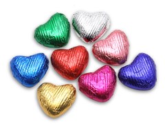 Mixed Foil Colours, Small Milk Chocolate Hearts