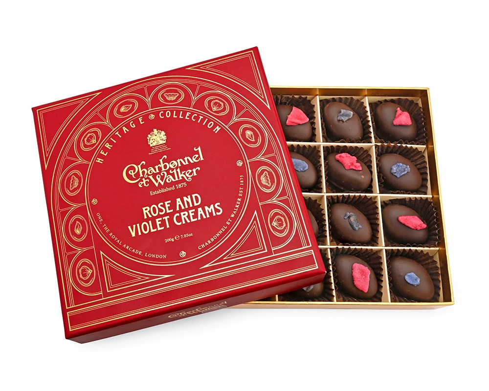 Charbonnel et Walker, English Rose & Violet creams Chocolate Trading Co