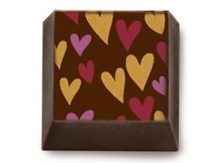 Fun hearts, chocolate transfer sheets example (on dark chocolate)