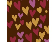 Fun hearts, chocolate transfer sheets on dark chocolate