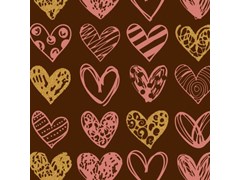 Doodle Hearts, chocolate transfer sheets (on dark chocolate)