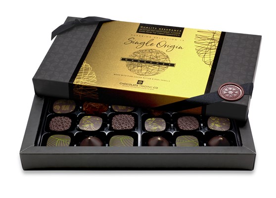 Superior Selection, Single Origin Ganaches Chocolate Gift Box - 18 box size