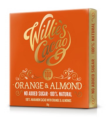 Willie's, Orange & Almond, 100% dark chocolate bar