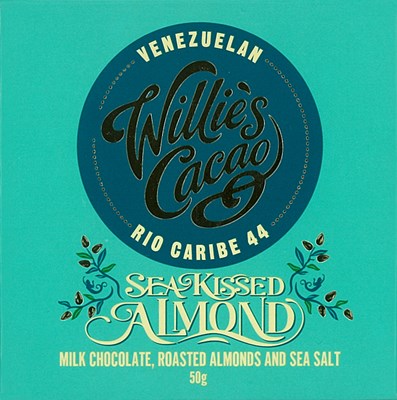 Willie's, Sea Kissed Almond, 44% milk chocolate bar