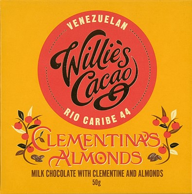Willie's, Clementina's Almonds, 44% milk chocolate bar