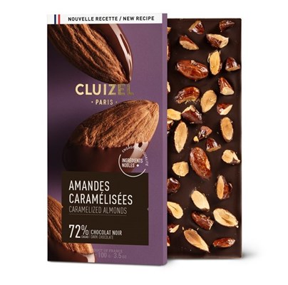 Cluizel, Amandes Caramélisées, 72% dark chocolate bar