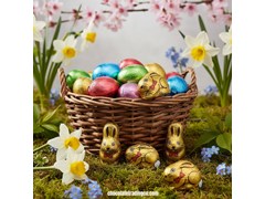 Mini gold foiled Easter bunnies, lifestyle shot