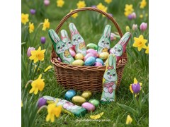 Vegan chocolate Easter bunnies lifestyle shot