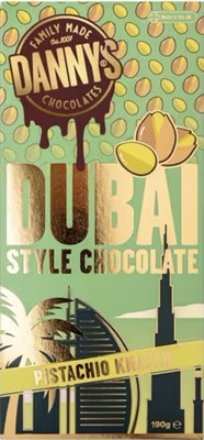 Danny's Chocolates, Dubai Style Chocolate bar with  Pistachio Knafeh 190g