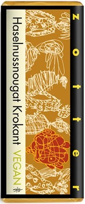 Zotter, Hand Scooped, Vegan, Hazelnut Brittle, 70% Dark Chocolate Bar
