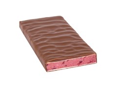 Zotter, Hand Scooped, Amareena Cherry, 50% Milk Chocolate Bar open