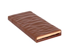 Zotter, Hand Scooped, Skyr, Rhubarb & Avocado, 50% Milk Chocolate Bar open
